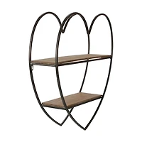 Black & Natural Heart 2-Tier Wall Shelf