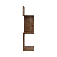 Brown Mango Wood Zig Zag Corner Wall Shelf