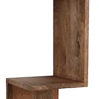 Brown Mango Wood Zig Zag Corner Wall Shelf