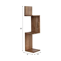 Brown Mango Wood Zig Zag Corner Wall Shelf
