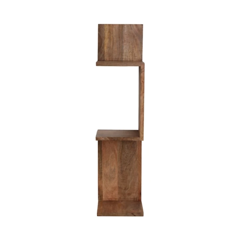 Brown Mango Wood Zig Zag Corner Wall Shelf
