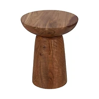 Brown Wood Grooved Base Accent Table