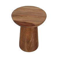 Brown Wood Grooved Base Accent Table
