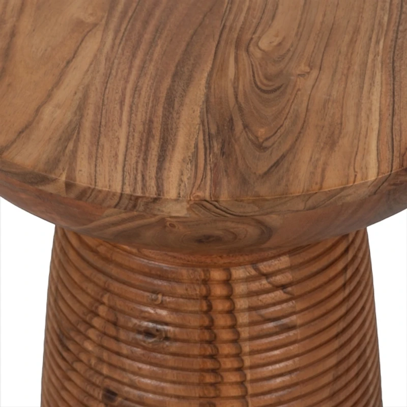 Brown Wood Grooved Base Accent Table