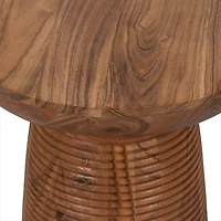 Brown Wood Grooved Base Accent Table