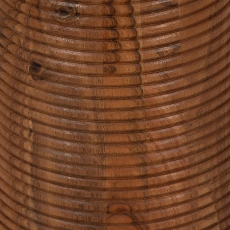 Brown Wood Grooved Base Accent Table