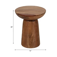 Brown Wood Grooved Base Accent Table