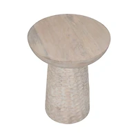 Whitewash Wood Grooved Base Accent Table