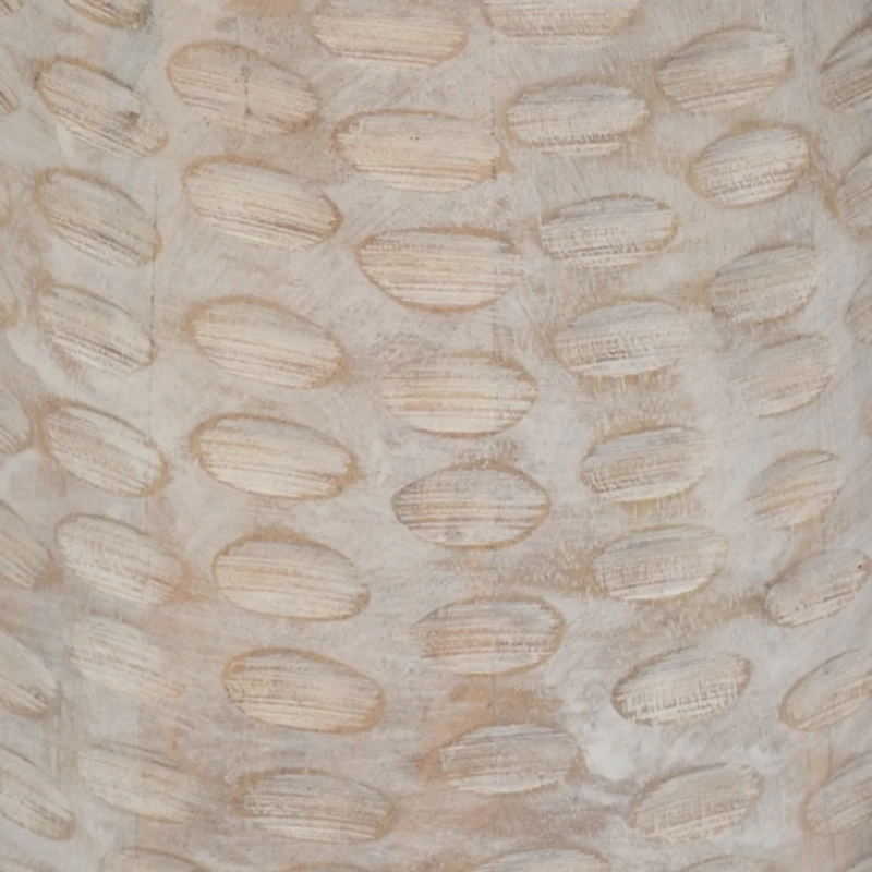 Whitewash Wood Grooved Base Accent Table