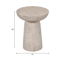 Whitewash Wood Grooved Base Accent Table