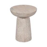 Whitewash Wood Grooved Base Accent Table