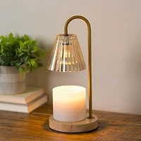 Gold Glass Shade Dimmable Candle Warmer Lamp