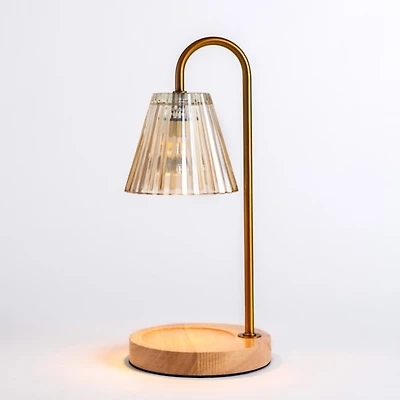 Gold Glass Shade Dimmable Candle Warmer Lamp
