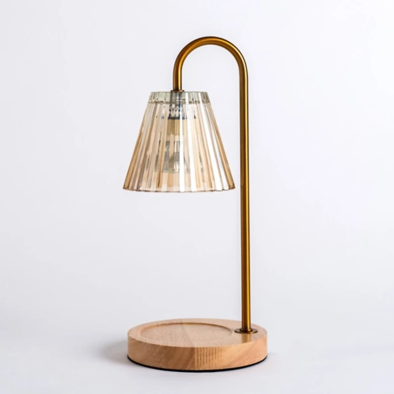 Gold Glass Shade Dimmable Candle Warmer Lamp