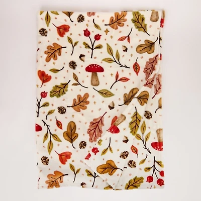 Fall Foliage and Mushrooms Plush Throw