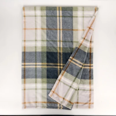 Dark Green Criss Cross Plaid Throw