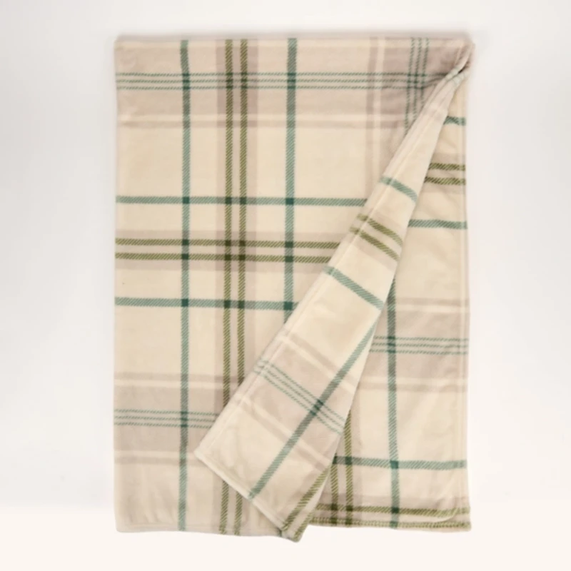 Cream & Sage Criss Cross Plaid Throw