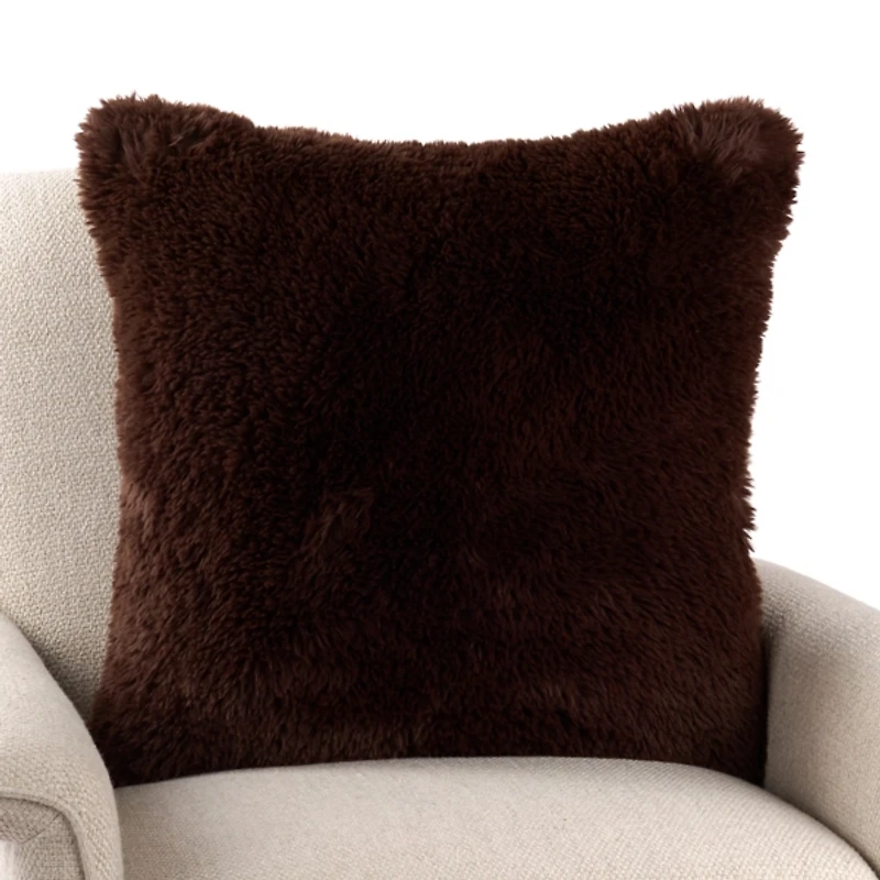 Brown Fluffy Faux Fur Pillow