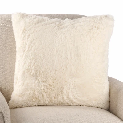 Ivory Fluffy Faux Fur Pillow