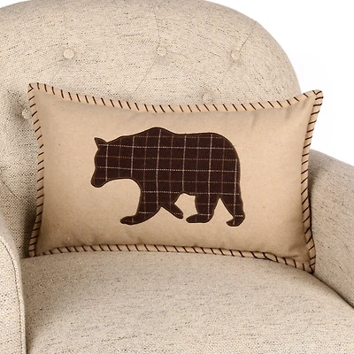 Plaid Bear Felt Lumbar Pillow