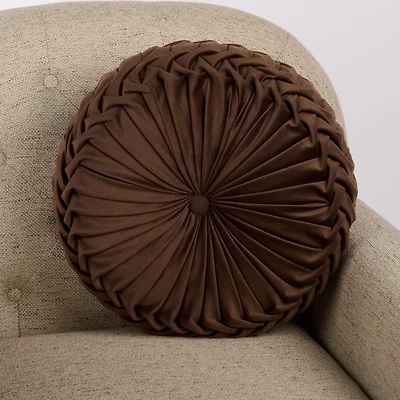 Round Dark Brown Velvet Pillow