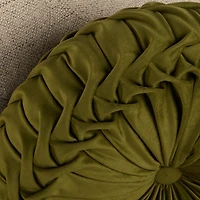 Round Dark Green Velvet Pillow