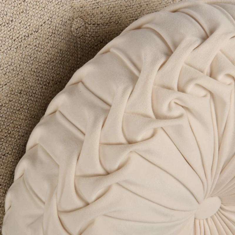 Round Ivory Velvet Pillow