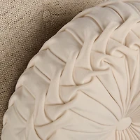 Round Ivory Velvet Pillow