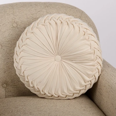Round Ivory Velvet Pillow