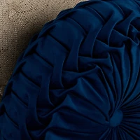 Round Navy Velvet Pillow