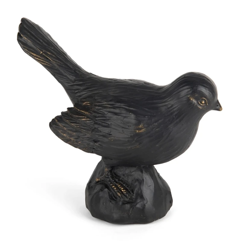 Antique Black Bird Figurine, 7 in.