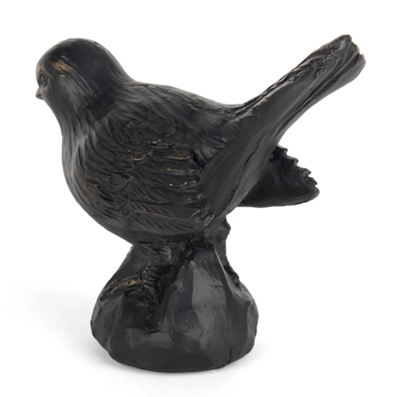 Antique Black Bird Figurine, 7 in.