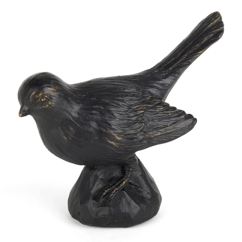 Antique Black Bird Figurine, 7 in.