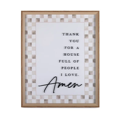 House Full of People Checkered Wall Plaque