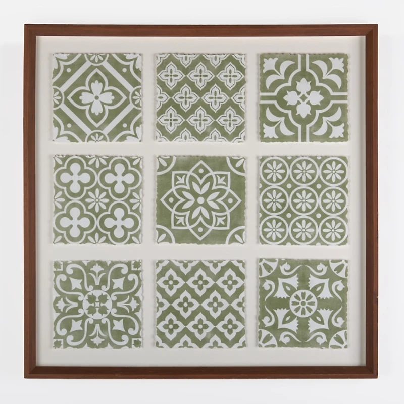 Green Medallion Tiles Wall Plaque