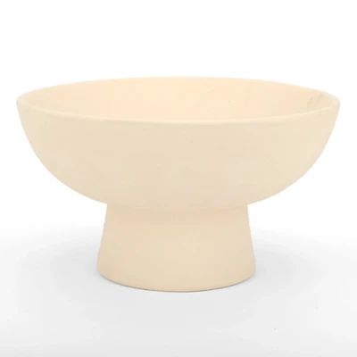 Ivory Ceramic Pedestal Decorative Bowl, 12 in.