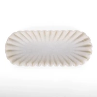 White Faux Marble Scalloped Oval Bowl