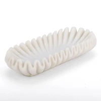 White Faux Marble Scalloped Oval Bowl