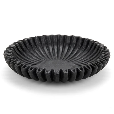 Black Faux Marble Scalloped Decorative Bowl