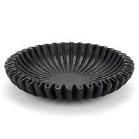 Black Faux Marble Scalloped Decorative Bowl
