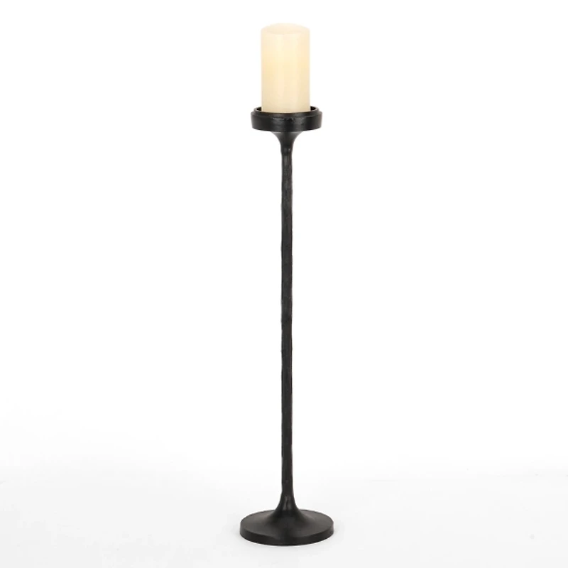 Black Cast Iron Floor Pillar Candle Holder
