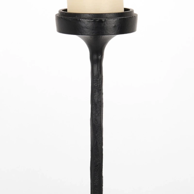 Black Cast Iron Floor Pillar Candle Holder