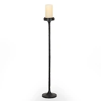 Black Cast Iron Floor Pillar Candle Holder, 32 in.