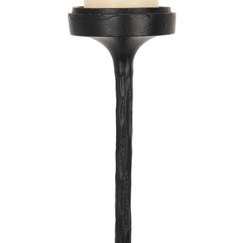 Black Cast Iron Floor Pillar Candle Holder, 32 in.