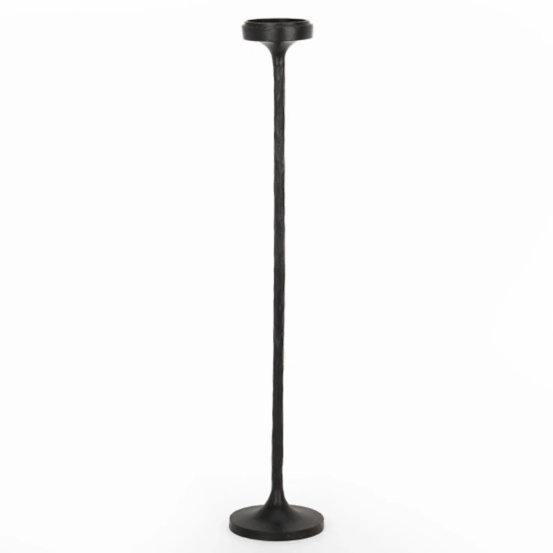 Black Cast Iron Floor Pillar Candle Holder, 32 in.