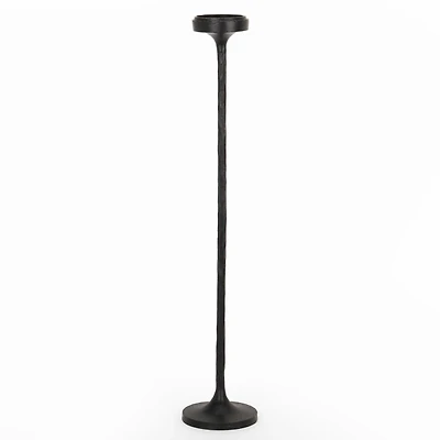 Black Cast Iron Floor Pillar Candle Holder, 32 in.