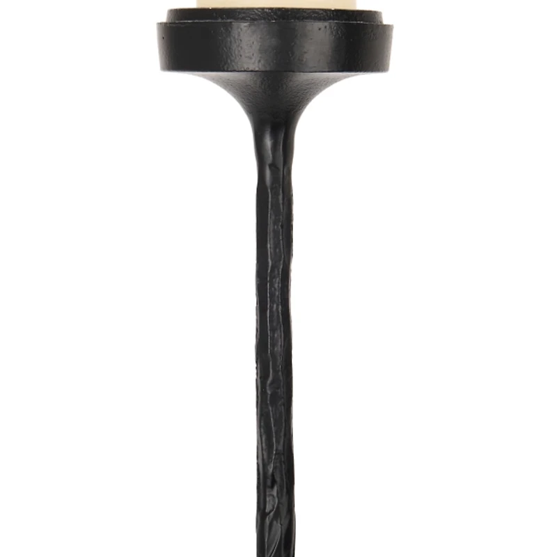 Black Cast Iron Floor Pillar Candle Holder, 37 in.