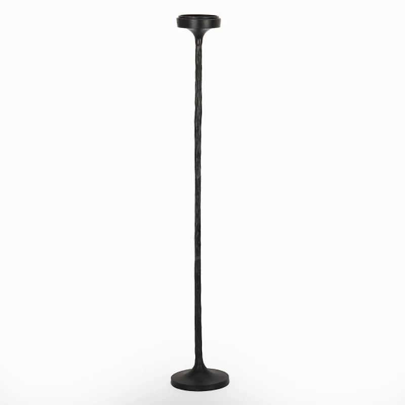 Black Cast Iron Floor Pillar Candle Holder, 37 in.