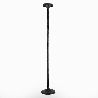 Black Cast Iron Floor Pillar Candle Holder, 37 in.