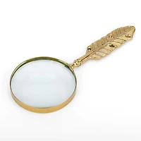 Gold Metal Feather Magnifying Glass